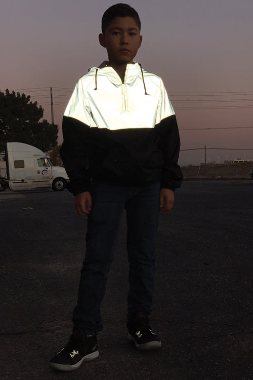 Youth Two-Tone Reflective Anorak Silver/Black - COTTONHOOD