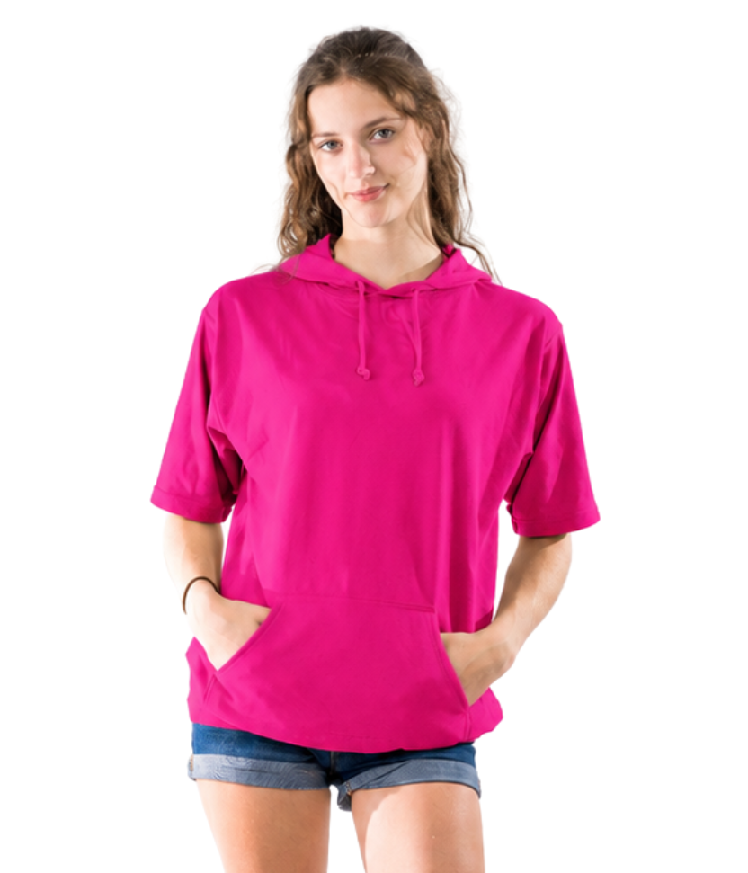 Women's S/S Beach Jersey Hoodie Fuchsia