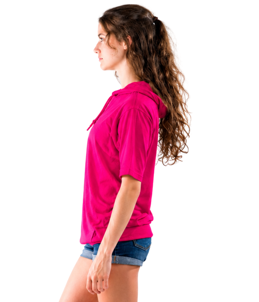 Women's S/S Beach Jersey Hoodie Fuchsia