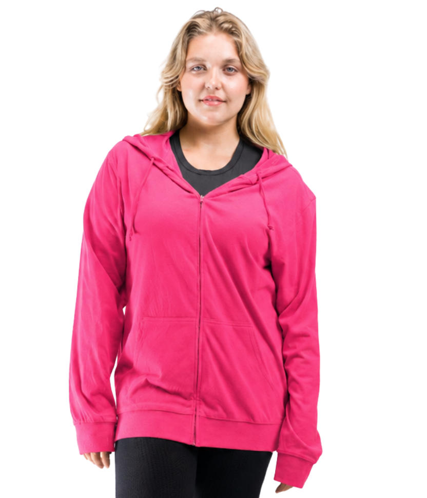 Men's Zip Beach Jersey Hoodie Fuchsia