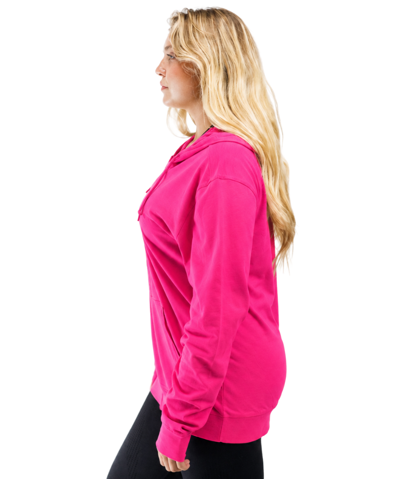 Men's Zip Beach Jersey Hoodie Fuchsia