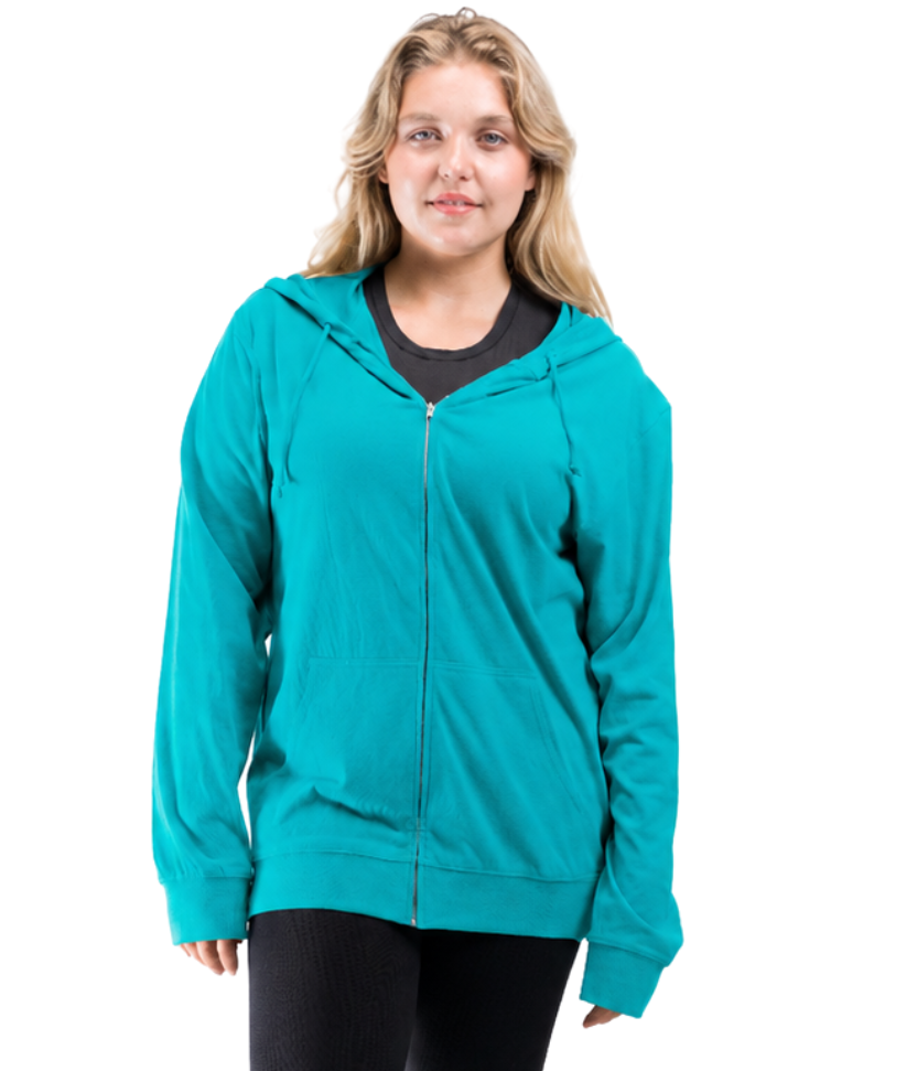 Women's Zip Beach Jersey Hoodie Teal
