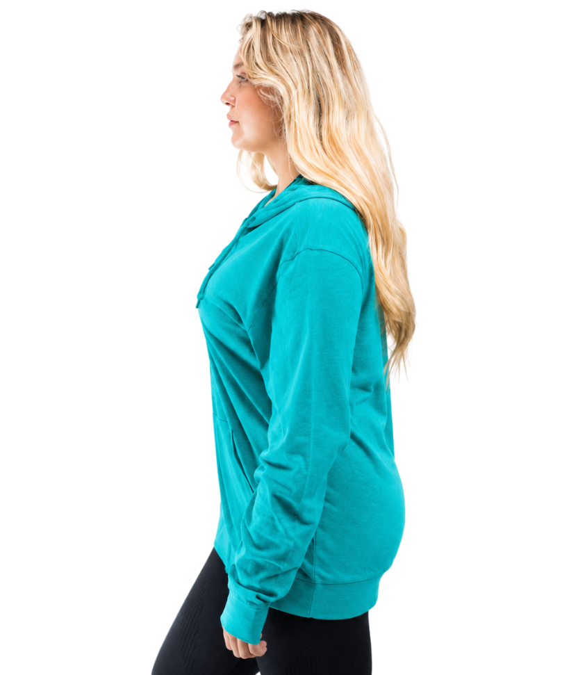 Women's Zip Beach Jersey Hoodie Teal