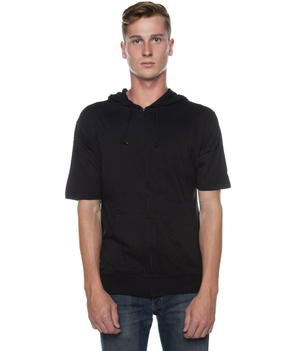 Men's S/S Zip Beach Jersey Hoodie Black