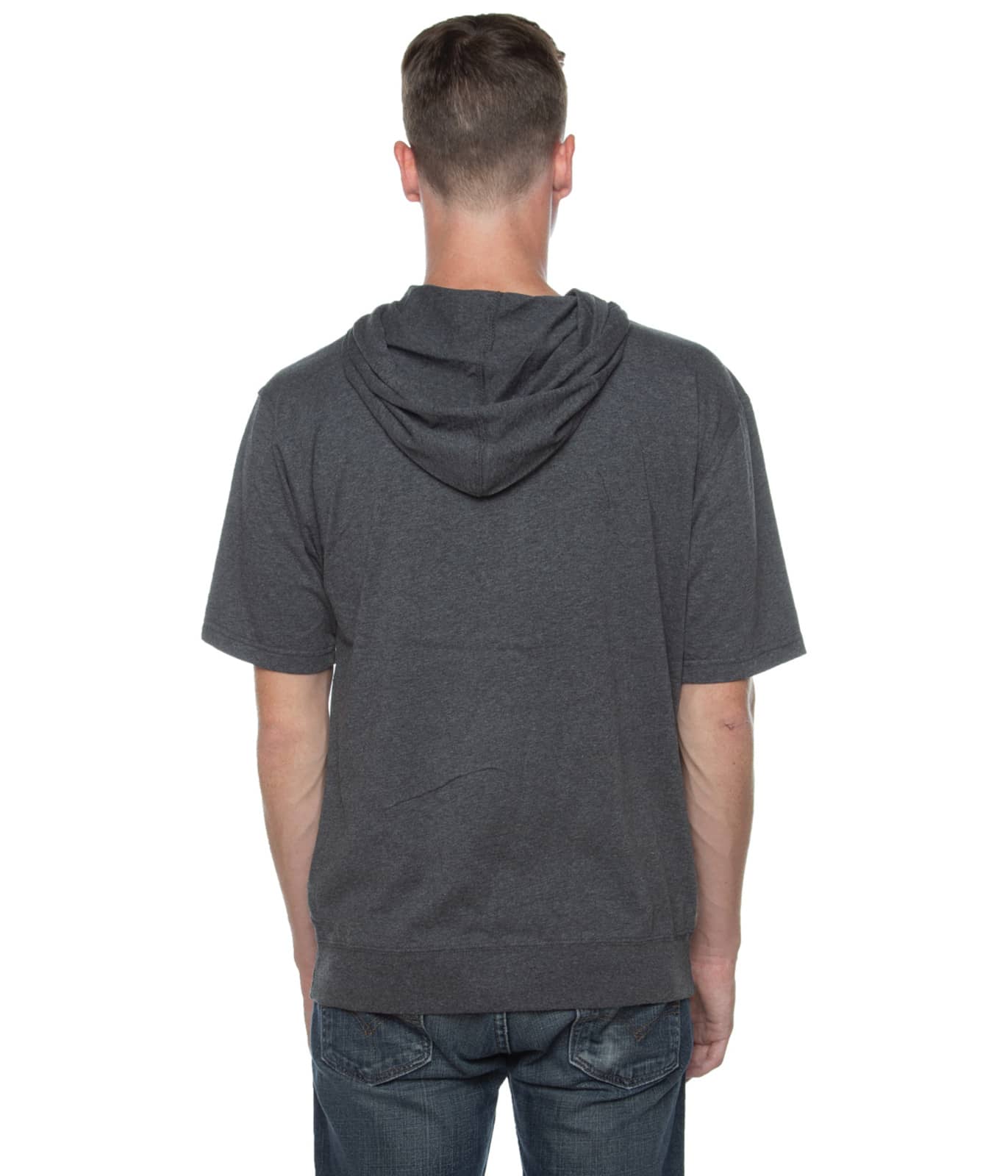 Men's S/S Zip Beach Jersey Hoodie Charcoal Heather