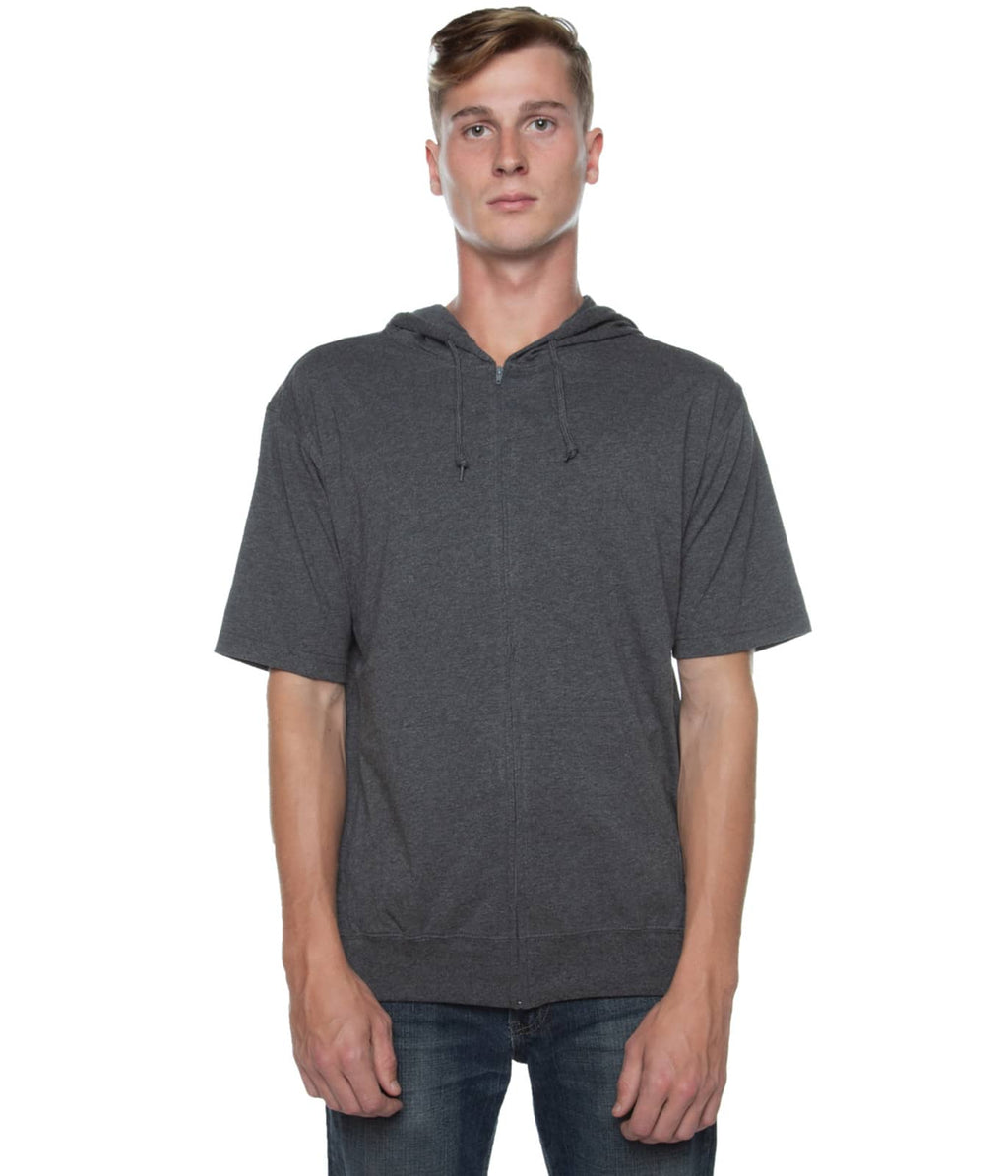 Men's S/S Zip Beach Jersey Hoodie Charcoal Heather