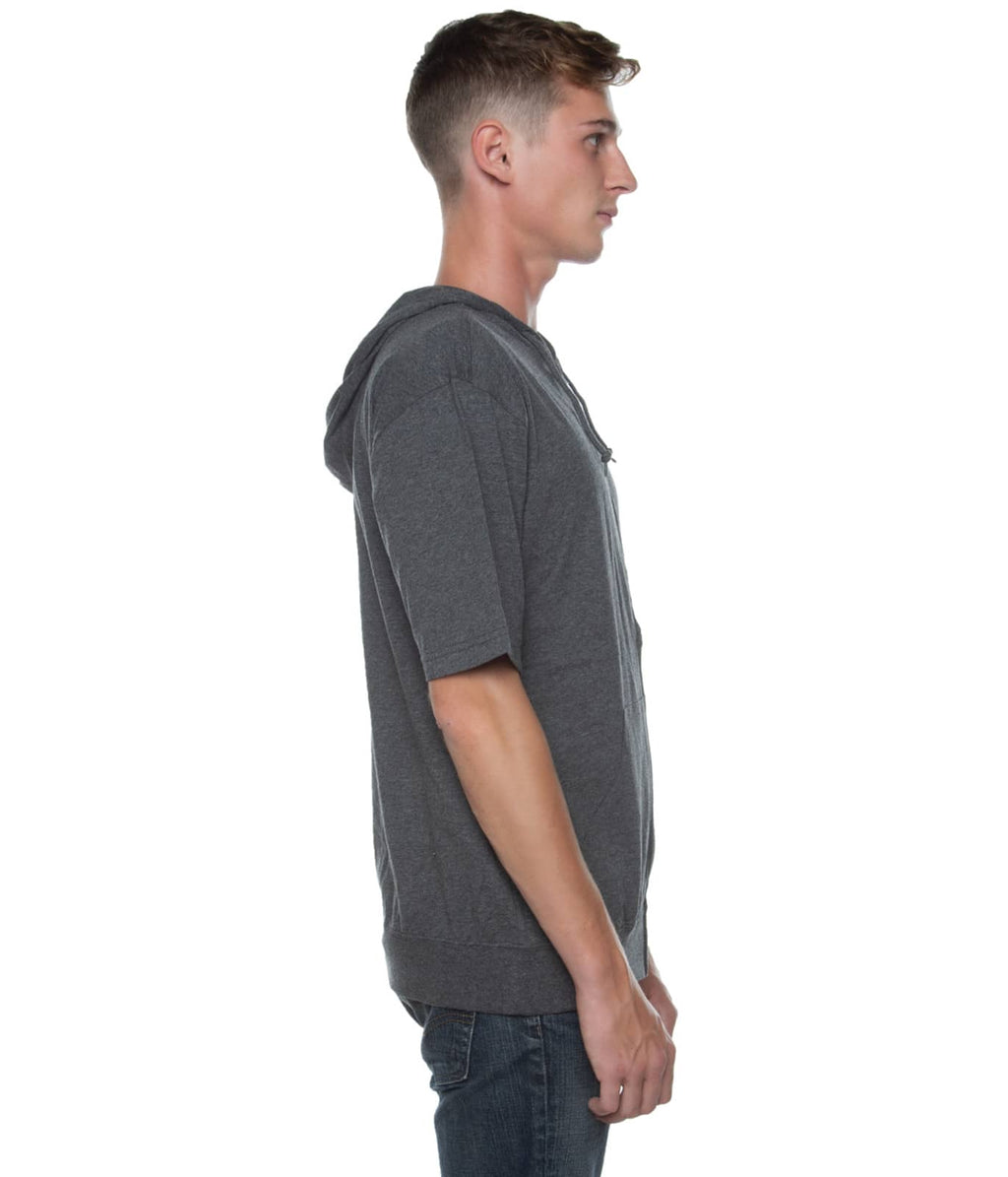 Men's S/S Zip Beach Jersey Hoodie Charcoal Heather