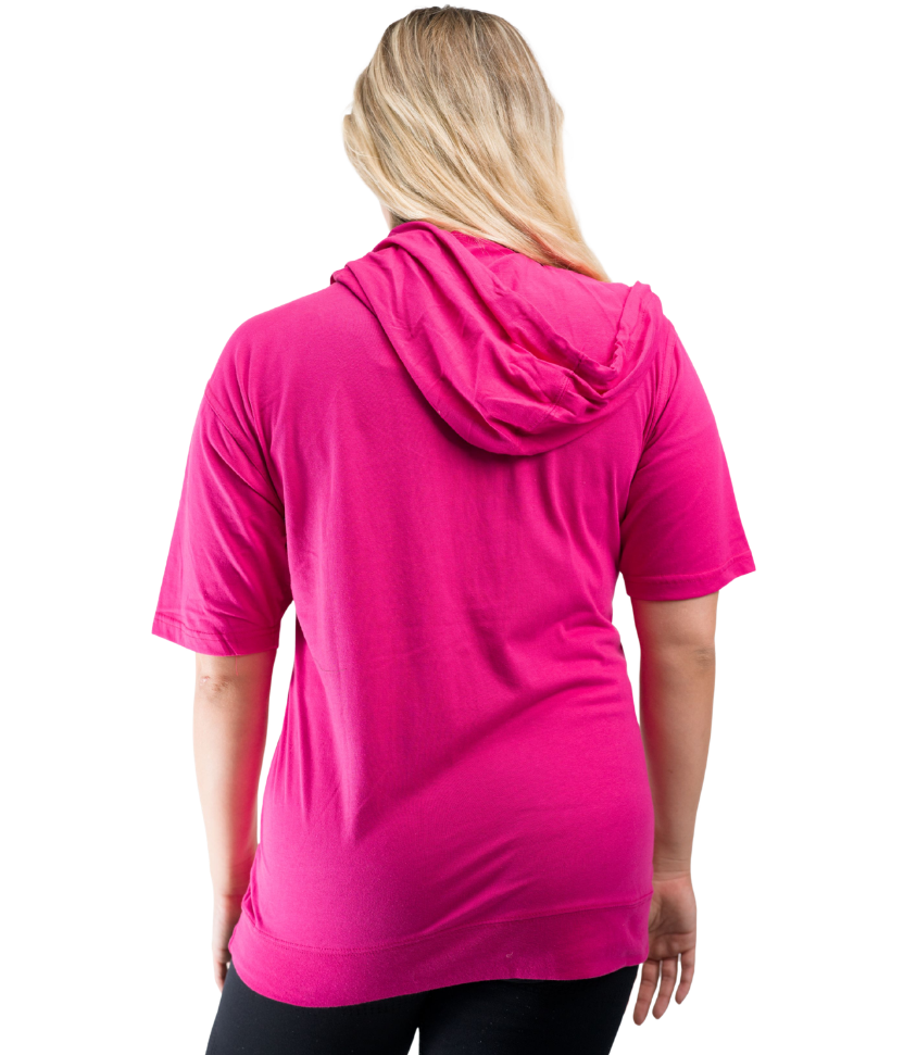 Women's S/S Zip Beach Jersey Hoodie Fuchsia