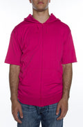 Men's S/S Zip Beach Jersey Hoodie Fuchsia - COTTONHOOD