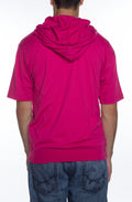 Men's S/S Zip Beach Jersey Hoodie Fuchsia - COTTONHOOD