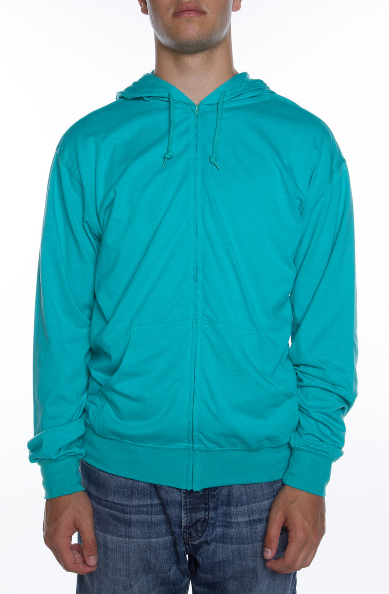 Men's Zip Beach Jersey Hoodie Teal - COTTONHOOD