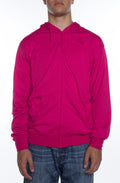 Men's Zip Beach Jersey Hoodie Fuchsia - COTTONHOOD