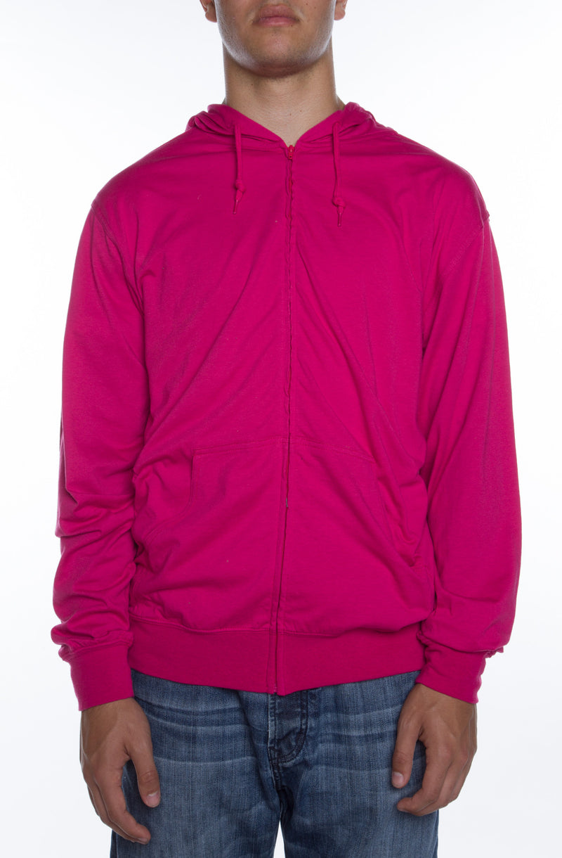 Men's Zip Beach Jersey Hoodie Fuchsia - COTTONHOOD