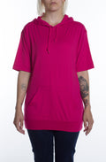 Women's S/S Beach Jersey Hoodie Fuchsia - COTTONHOOD