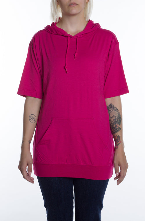 Women's S/S Beach Jersey Hoodie Fuchsia - COTTONHOOD
