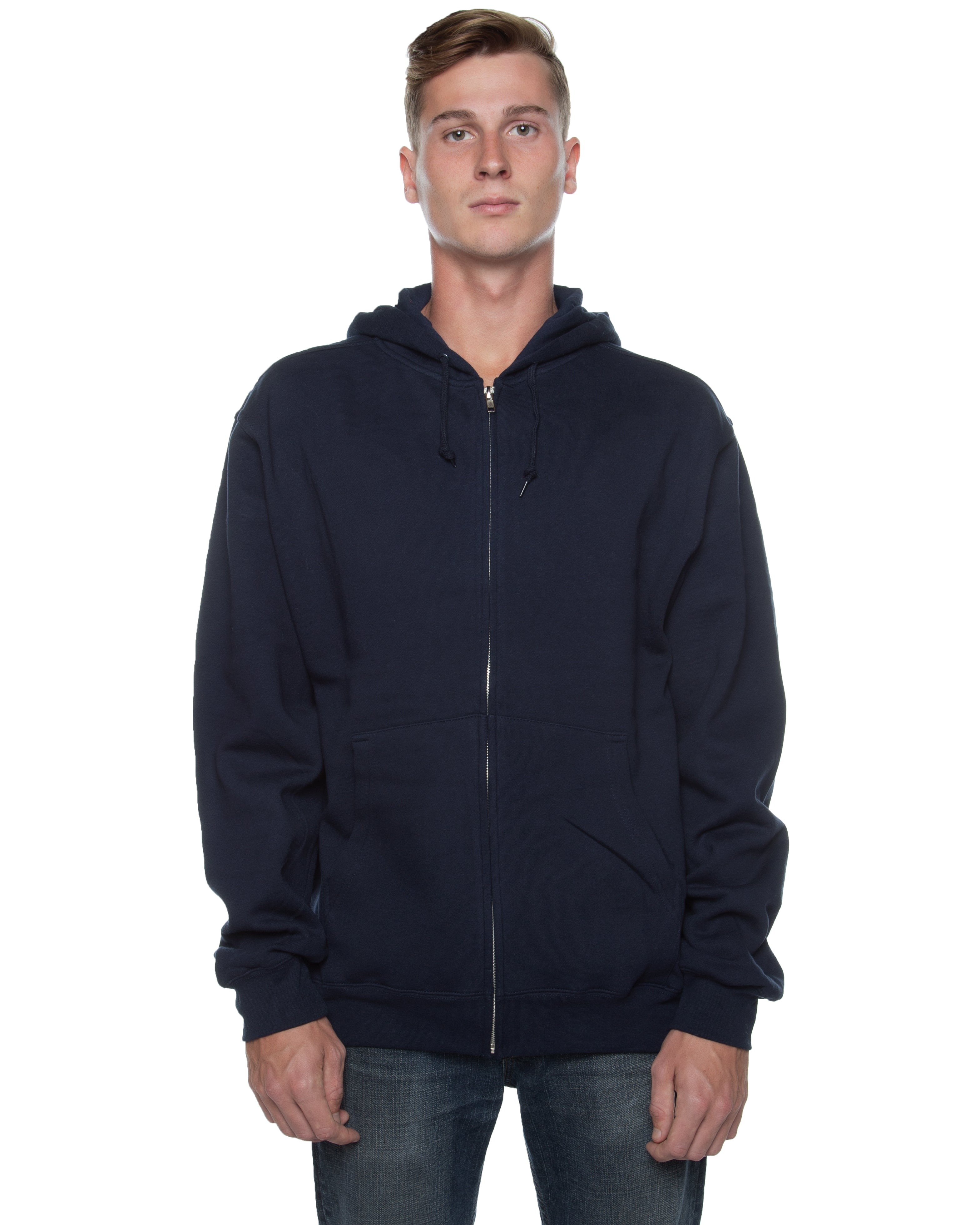 Men's Basic Zip Hoodie Deep Navy - COTTONHOOD