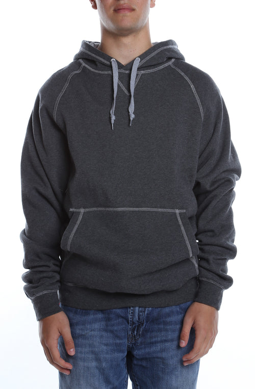 Contrast Stitched Hoodie Charcoal/Heather Grey - COTTONHOOD