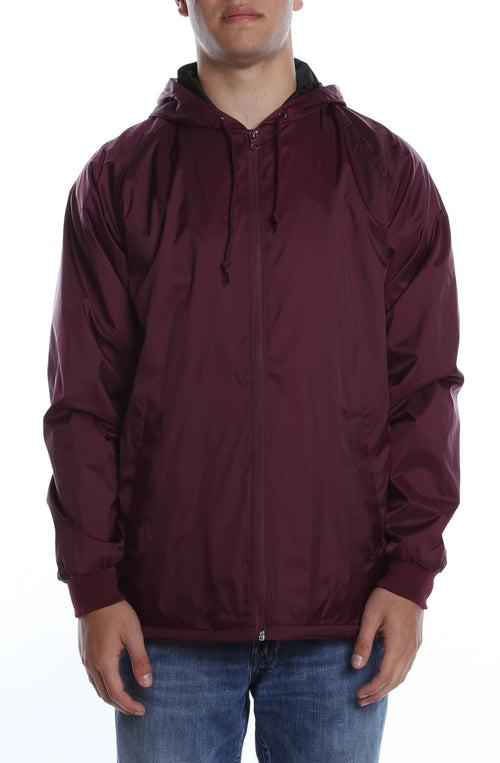 Coaches Hooded Full Zip Jacket Maroon - COTTONHOOD