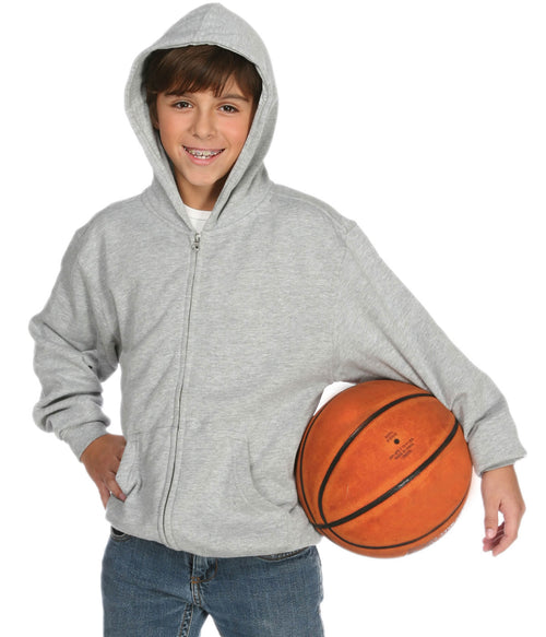 Youth Zip Hoodie Heather Grey - COTTONHOOD